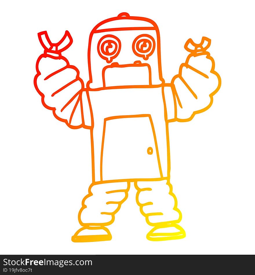 warm gradient line drawing cartoon robot