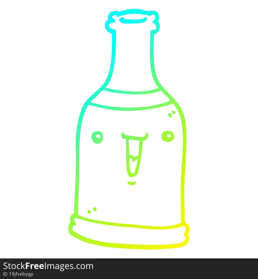 cold gradient line drawing cartoon beer bottle