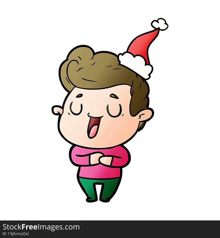 Happy Gradient Cartoon Of A Man Wearing Santa Hat