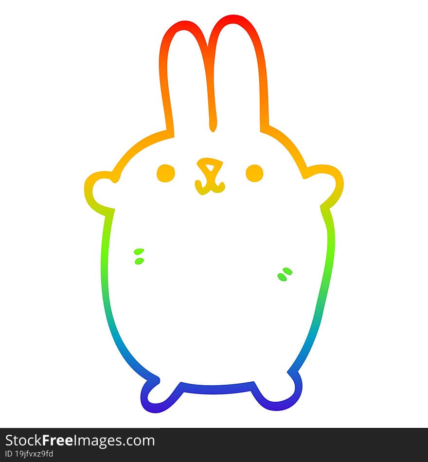 rainbow gradient line drawing of a cartoon rabbit