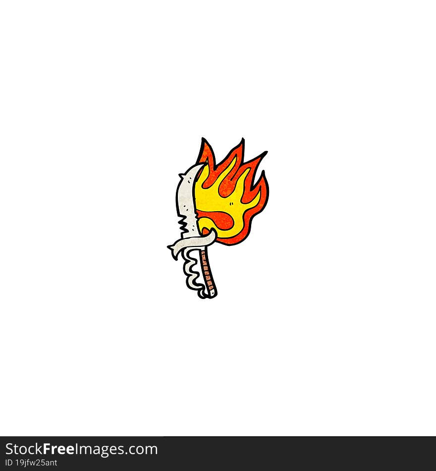 flaming knife cartoon