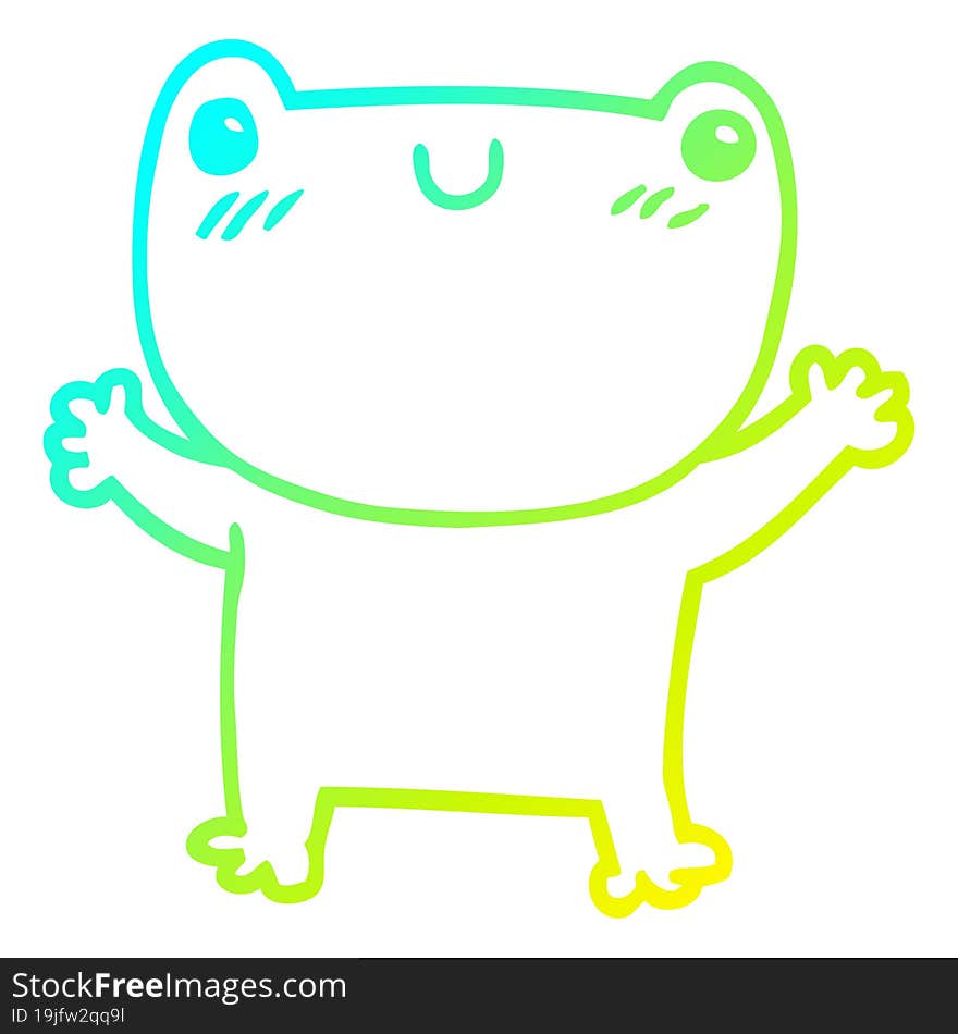 cold gradient line drawing cartoon frog