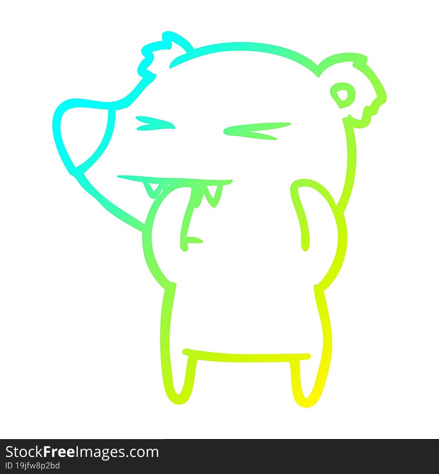 cold gradient line drawing angry bear cartoon