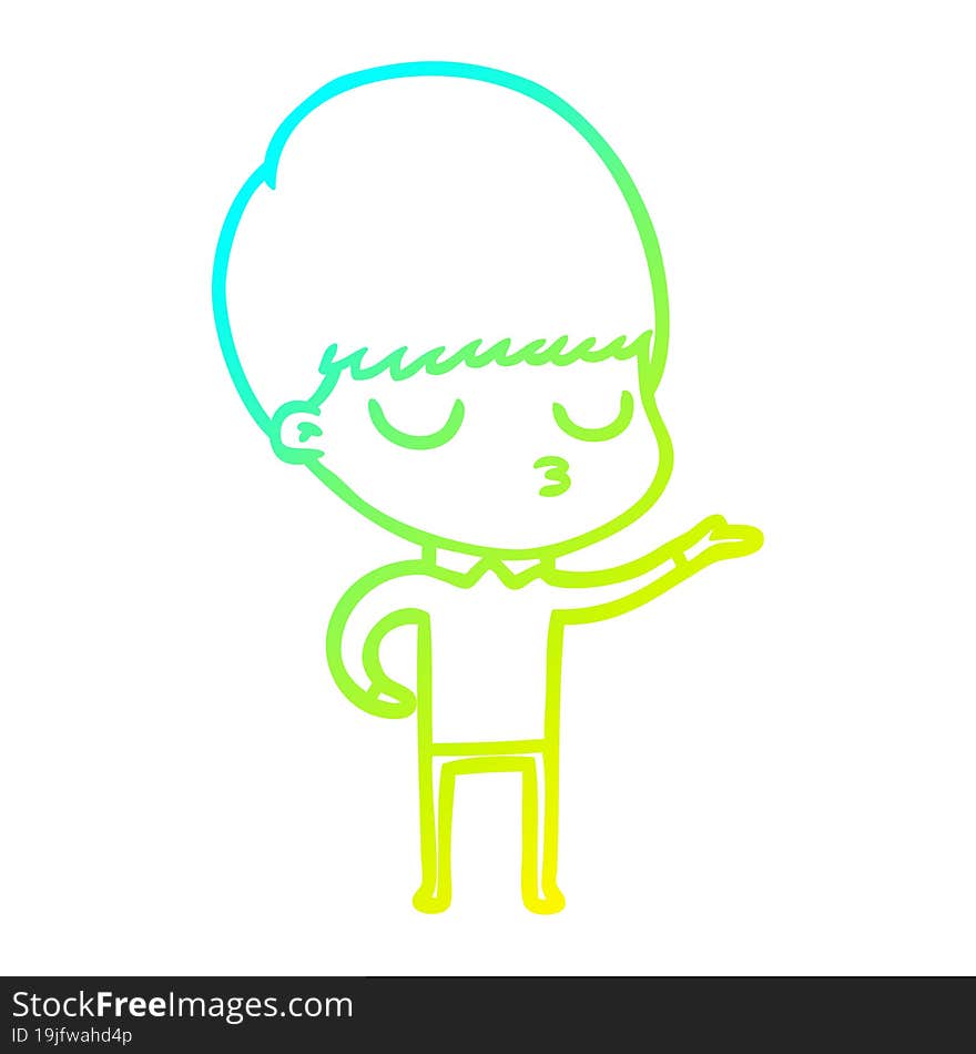 cold gradient line drawing cartoon calm boy