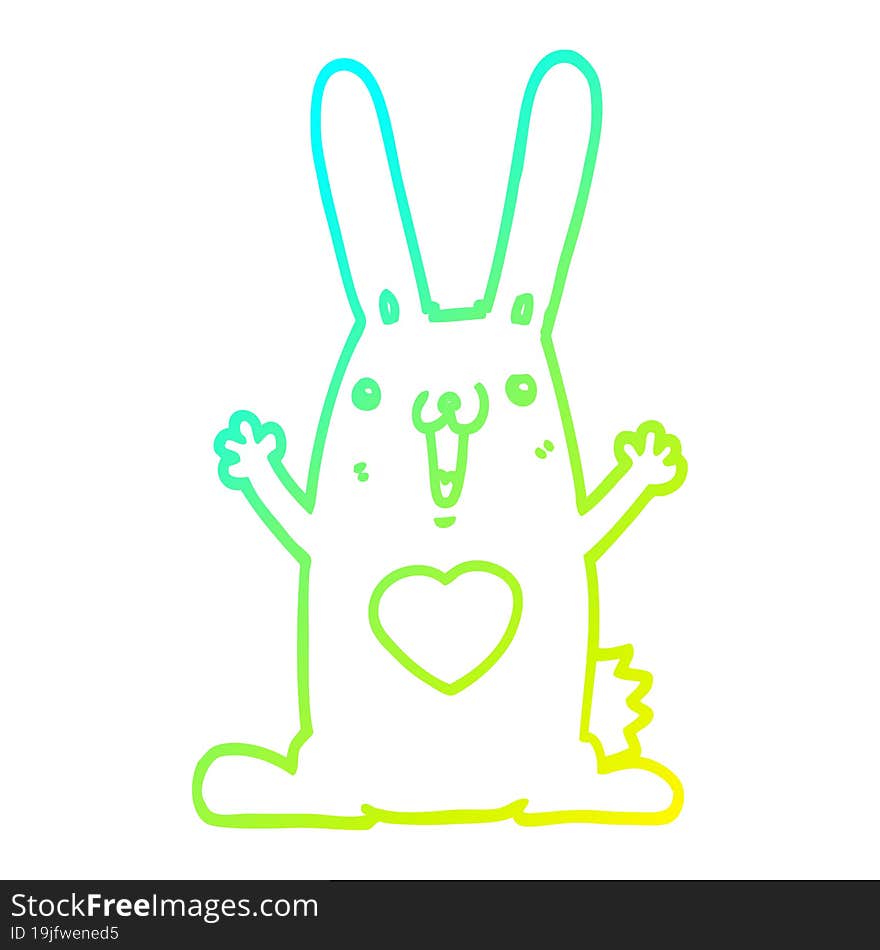 cold gradient line drawing cartoon rabbit in love