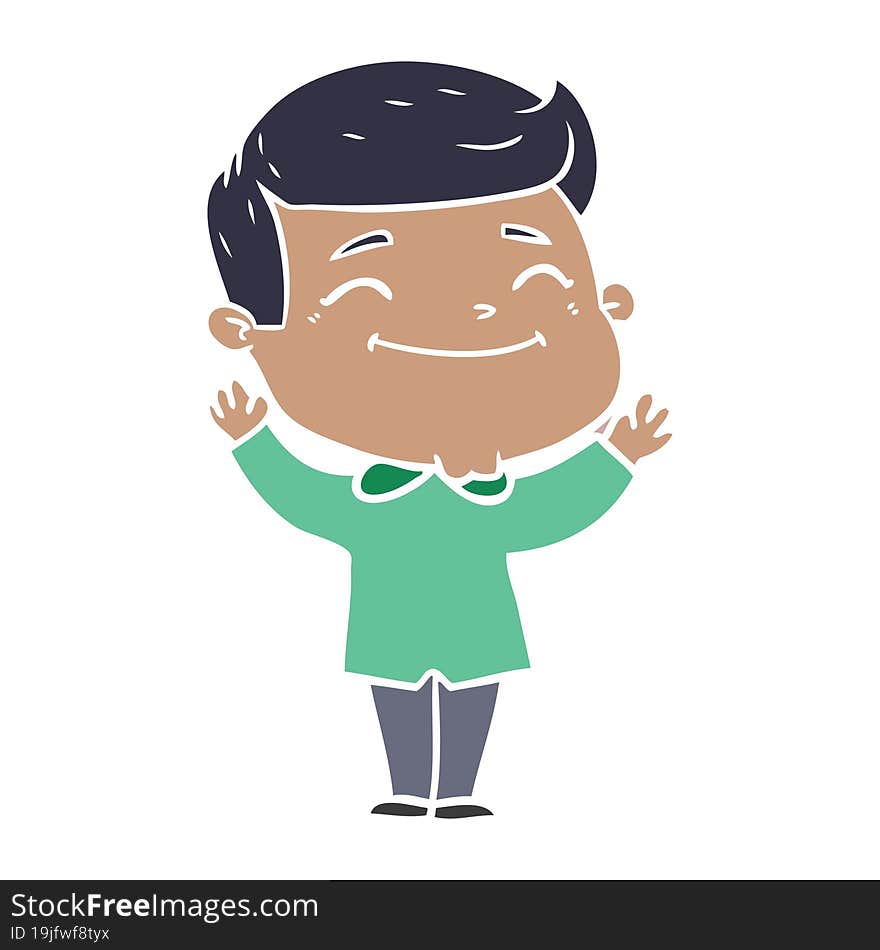 happy flat color style cartoon man