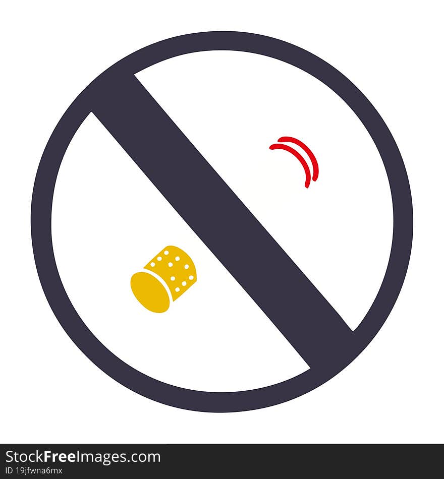 flat color retro cartoon no smoking allowed sign