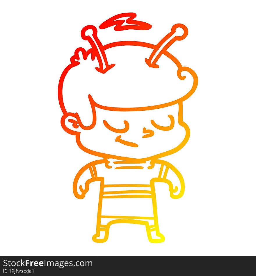 warm gradient line drawing friendly cartoon spaceman