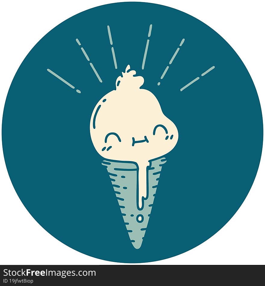 icon of tattoo style ice cream character