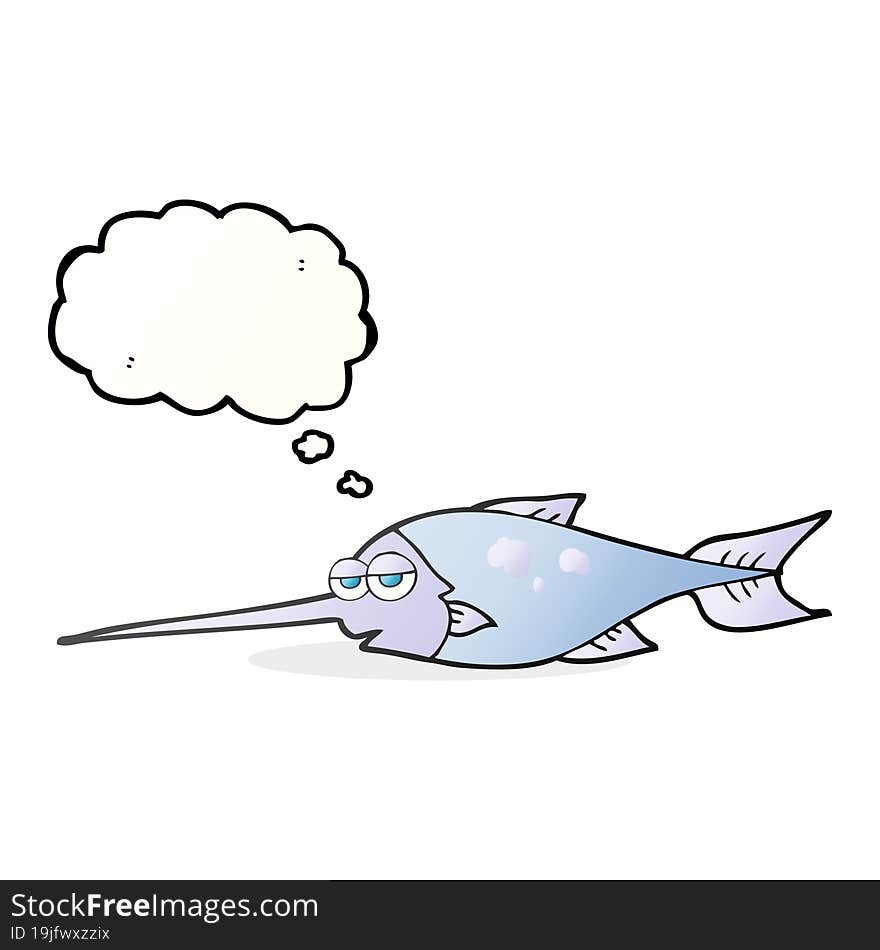 freehand drawn thought bubble cartoon swordfish