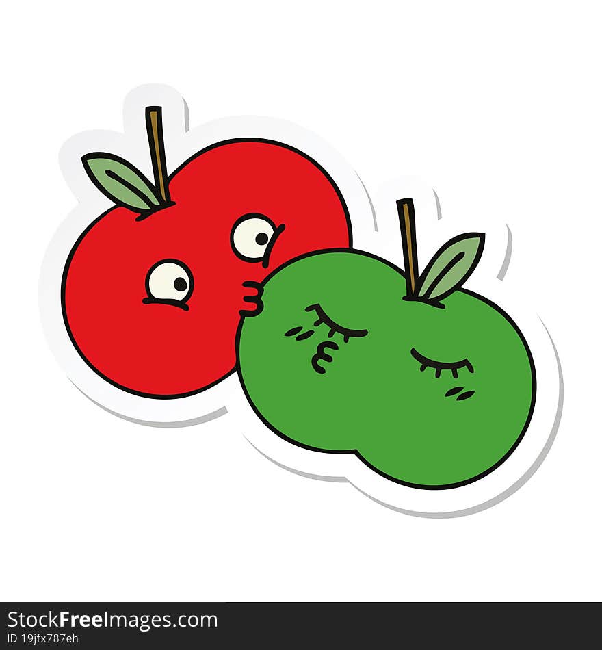 sticker of a cute cartoon apples