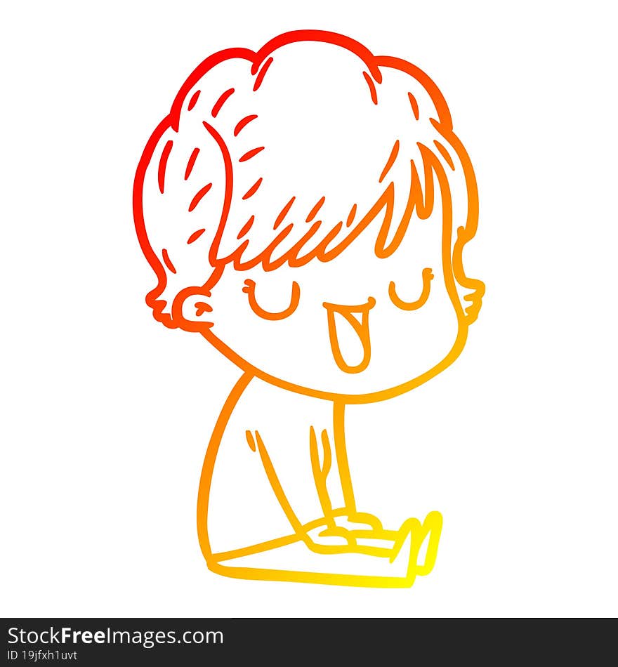 warm gradient line drawing cartoon woman talking