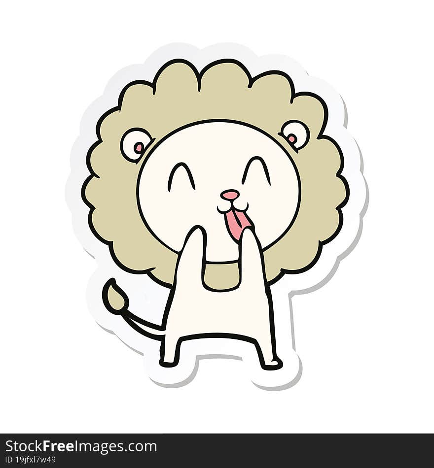 sticker of a happy cartoon lion