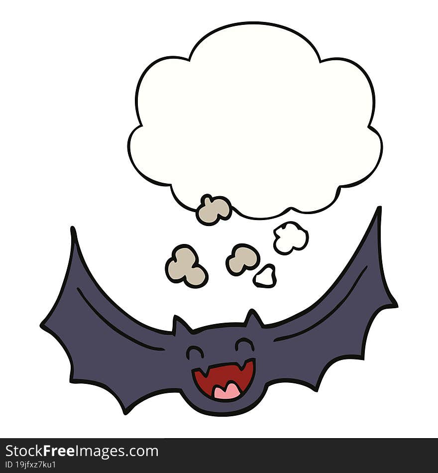 cartoon bat and thought bubble