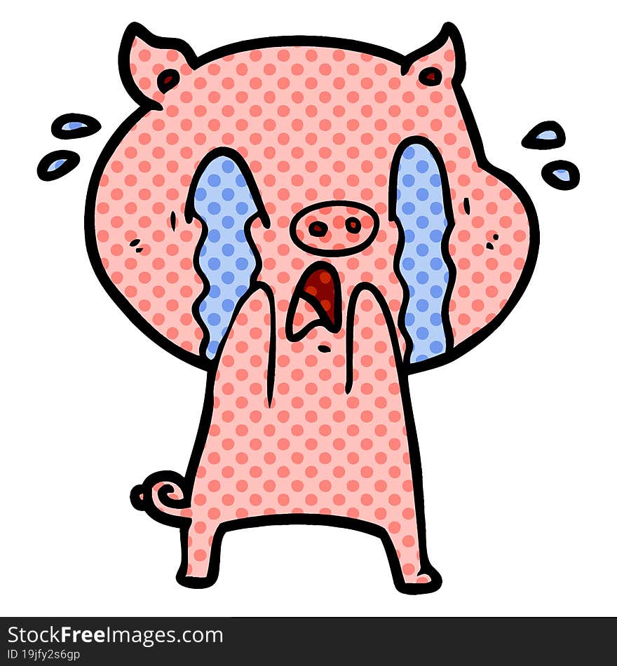 crying pig cartoon. crying pig cartoon