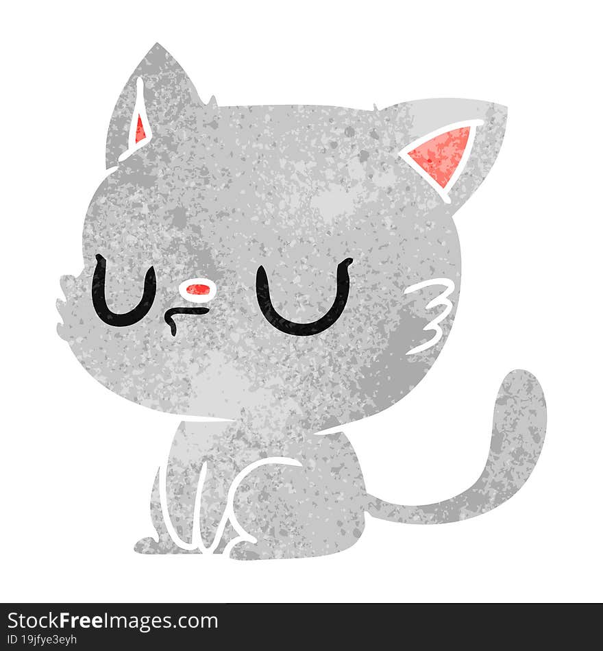 retro cartoon of cute kawaii cat