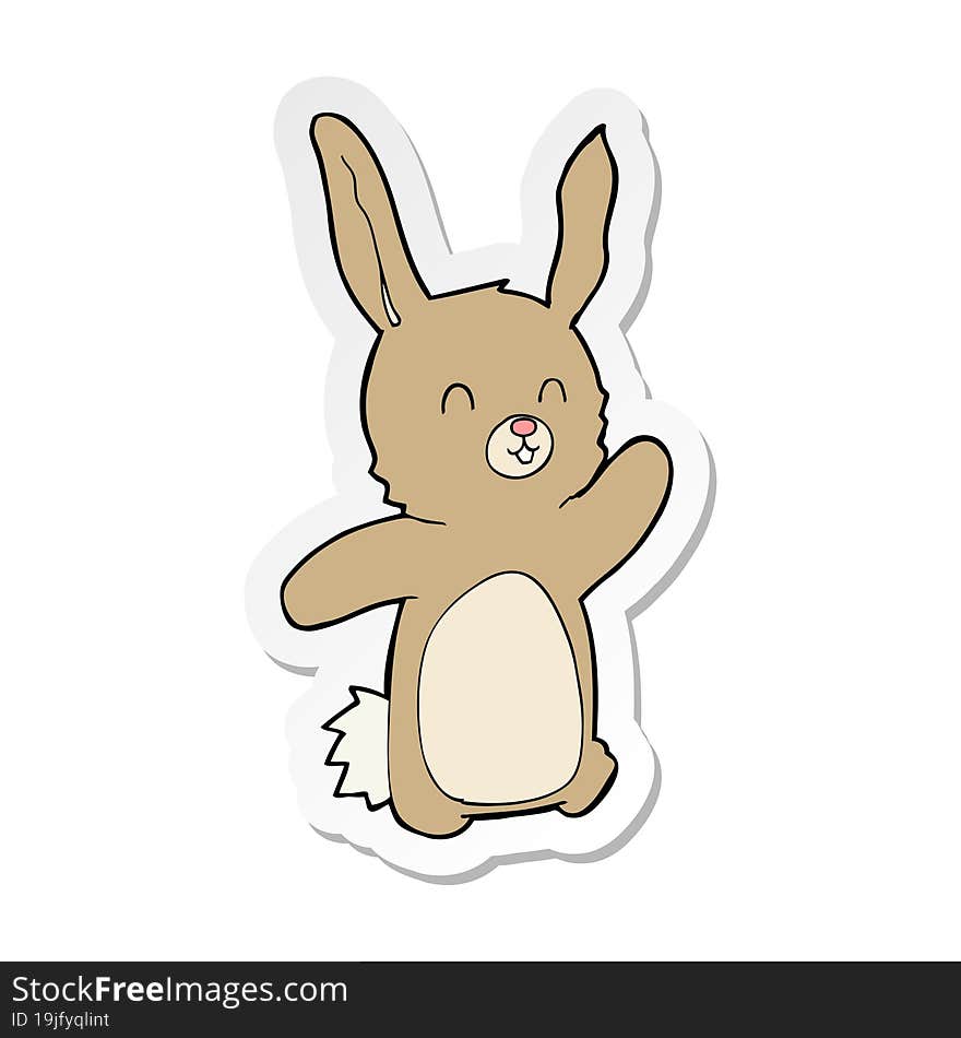 sticker of a cartoon happy rabbit