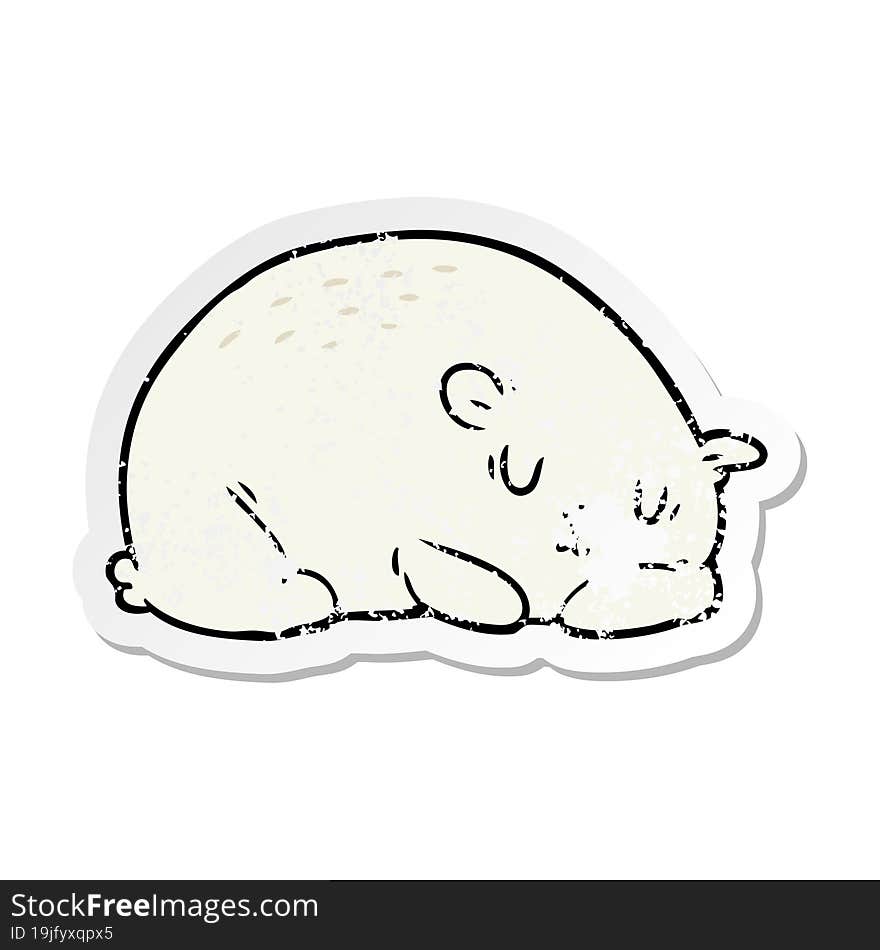 distressed sticker of a cartoon polar bear