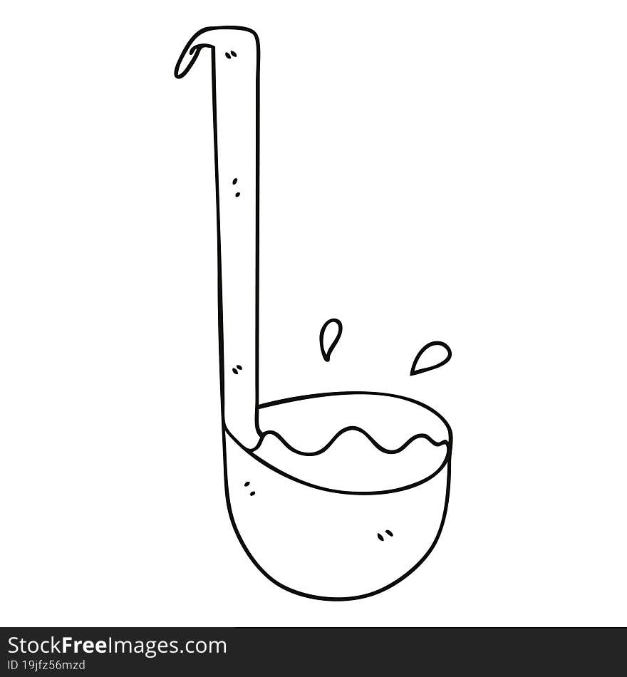 quirky line drawing cartoon ladle