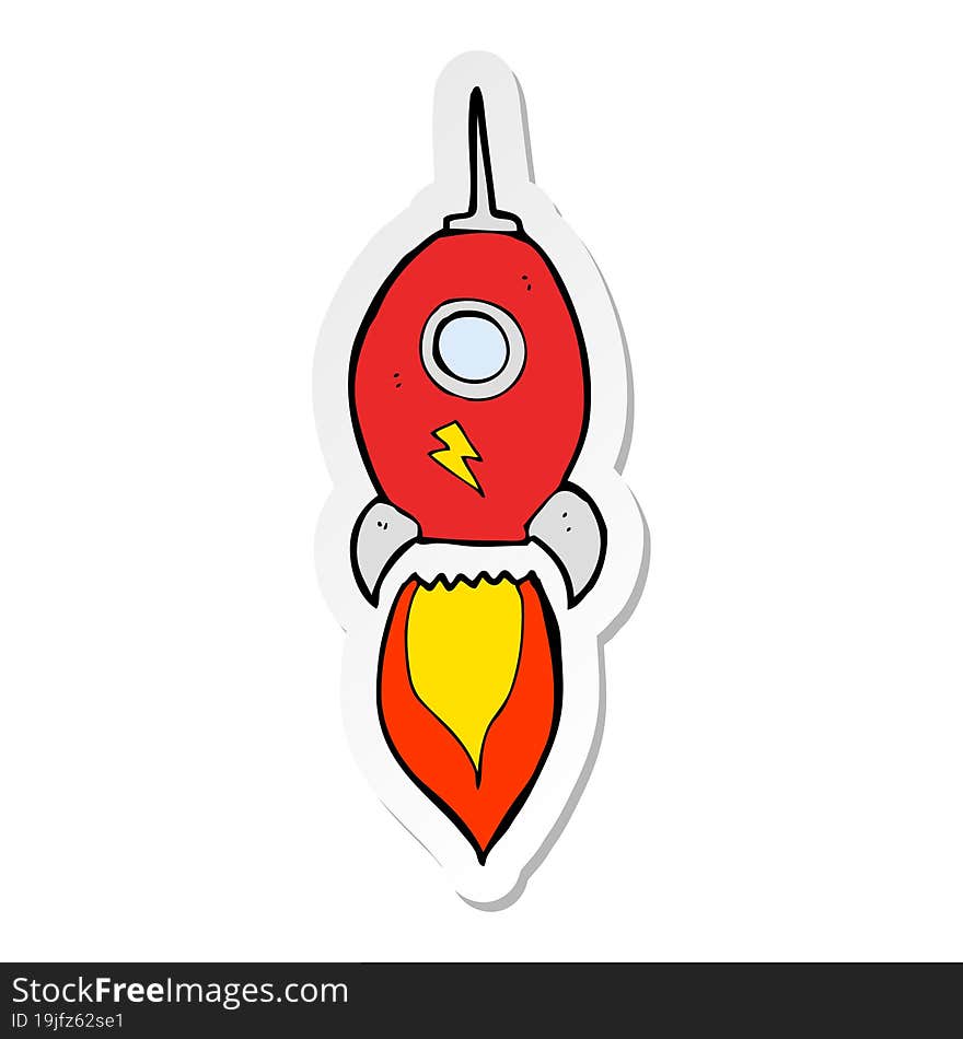 sticker of a cartoon spaceship