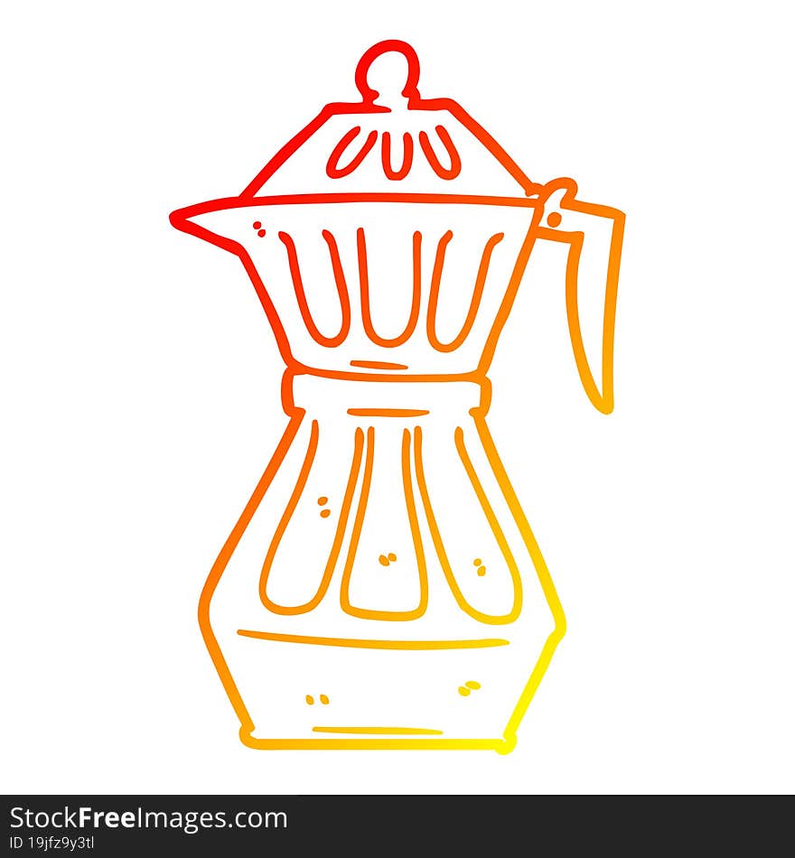 warm gradient line drawing cartoon espresso pot