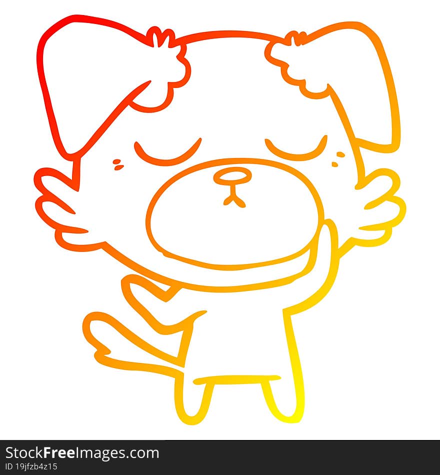 Warm Gradient Line Drawing Cute Cartoon Dog