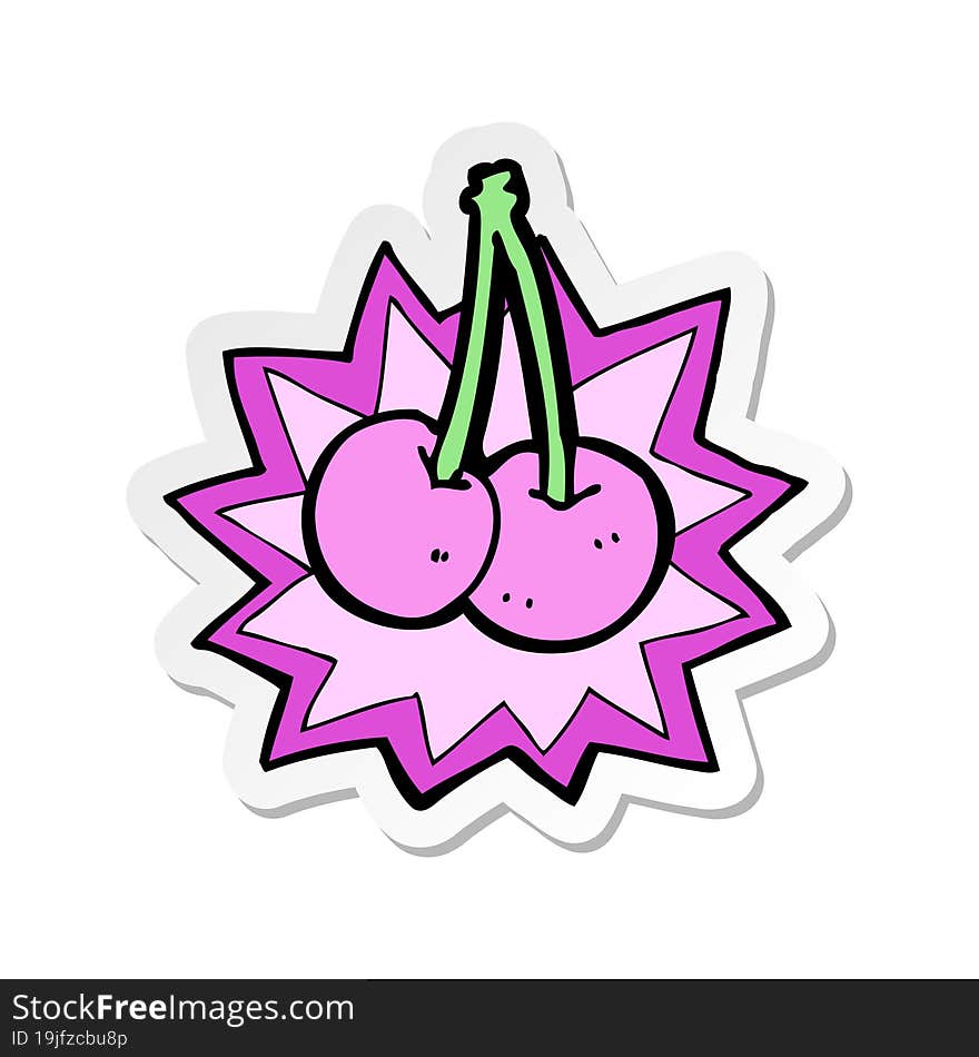 Sticker Of A Cartoon Cherries Symbol