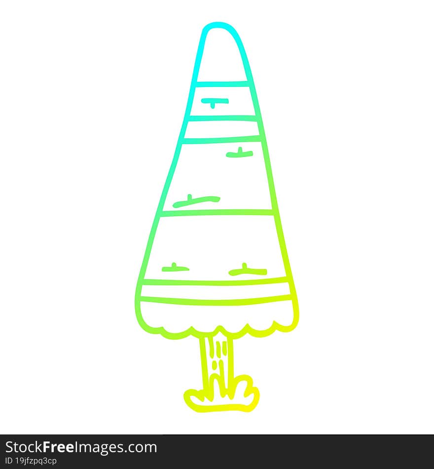 Cold Gradient Line Drawing Cartoon Christmas Tree