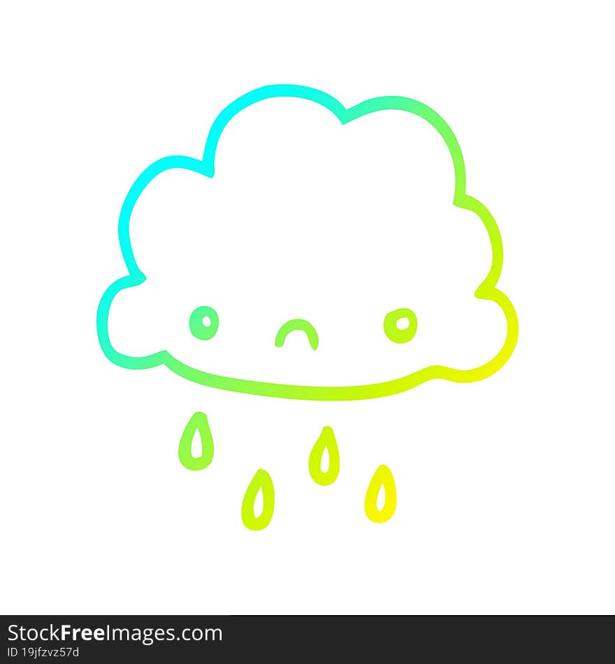 cold gradient line drawing cartoon storm cloud