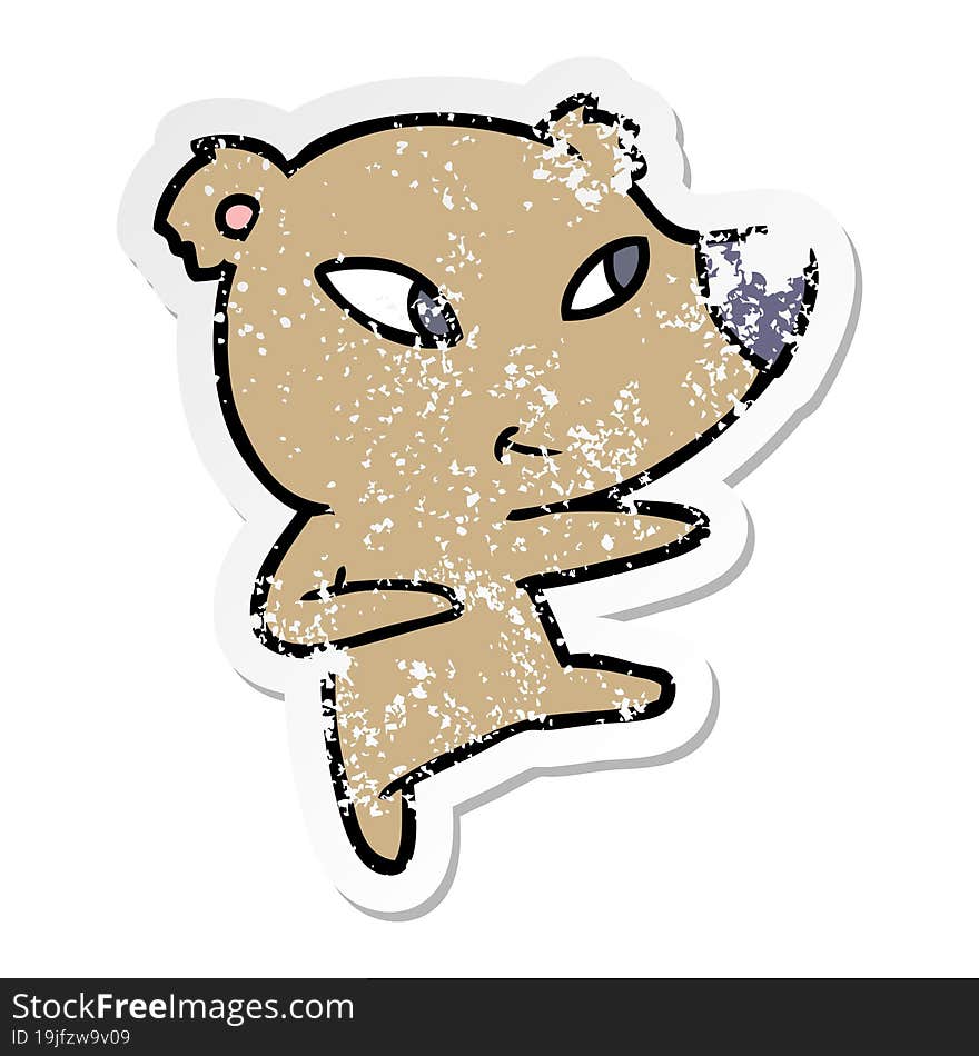 distressed sticker of a cute cartoon bear