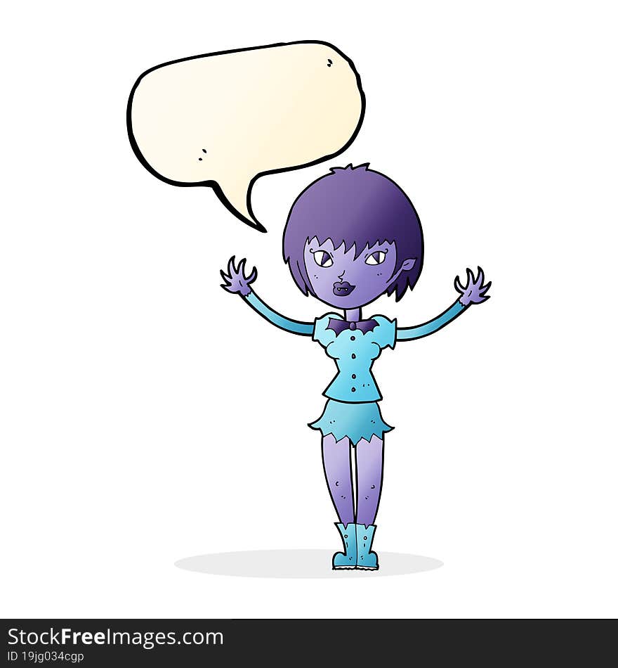 Cartoon Vampire Girl With Speech Bubble