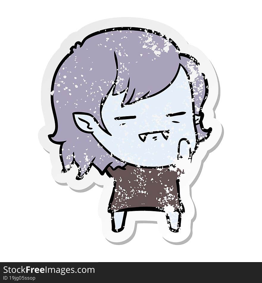 distressed sticker of a cartoon undead vampire girl