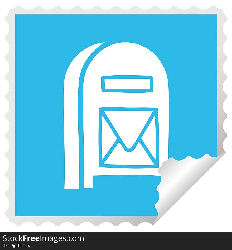 square peeling sticker cartoon mail box