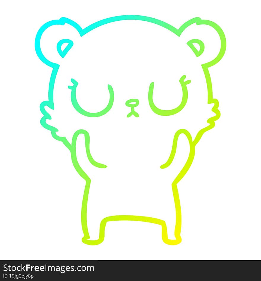 Cold Gradient Line Drawing Peaceful Cartoon Bear