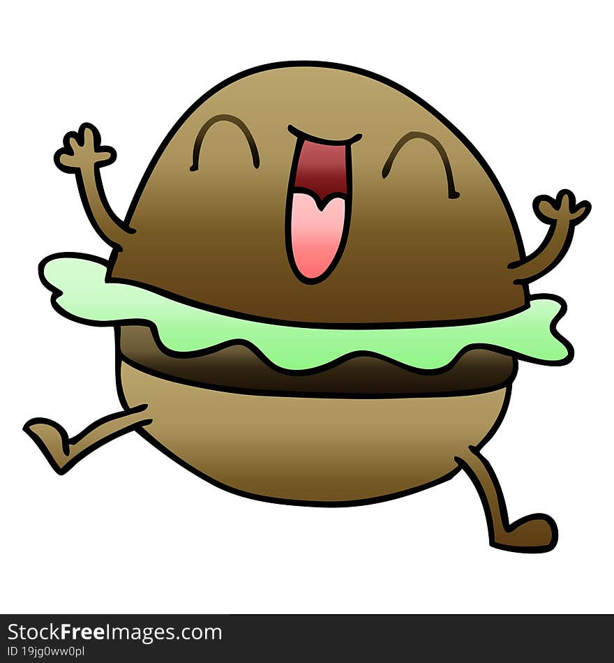 quirky gradient shaded cartoon happy burger