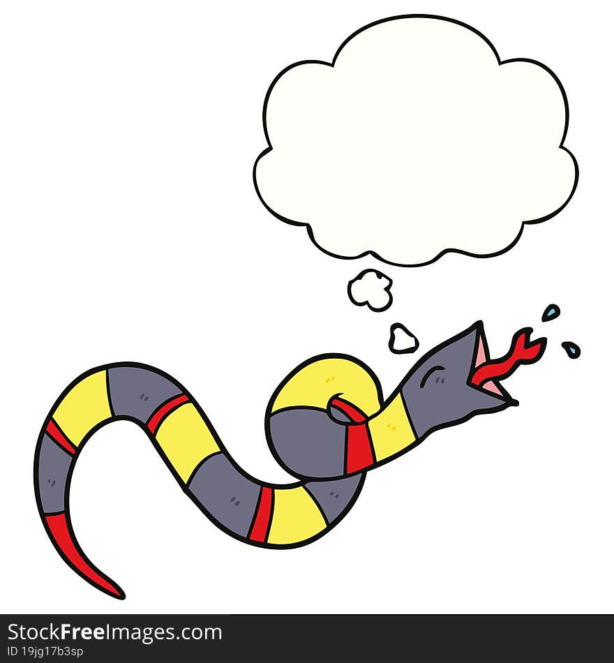 cartoon hissing snake and thought bubble