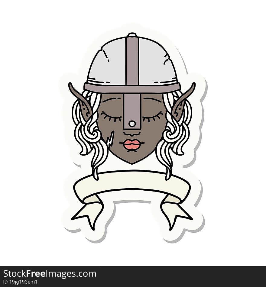 Elf Fighter Character Face With Banner Sticker