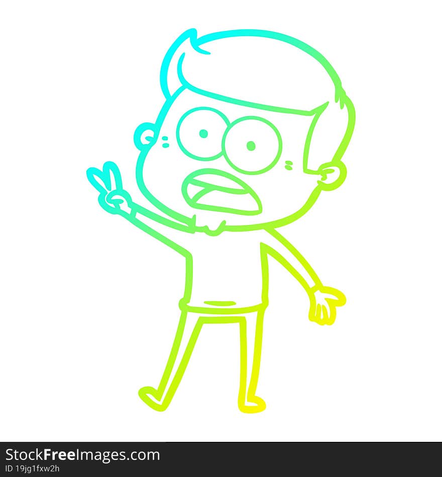 cold gradient line drawing cartoon shocked man