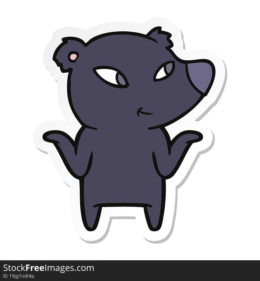 Sticker Of A Cute Cartoon Bear Shrugging Shoulders