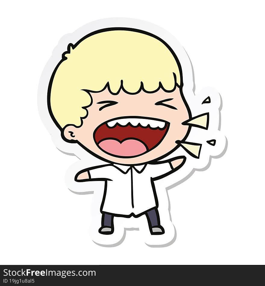 Sticker Of A Cartoon Laughing Man