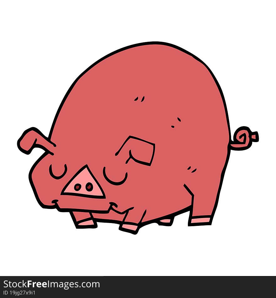 cartoon doodle fat pig