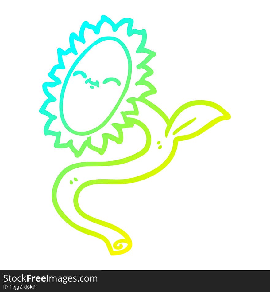 cold gradient line drawing cartoon sunflower