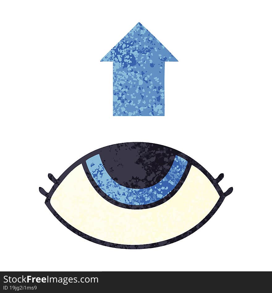 Retro Illustration Style Cartoon Eye Looking Up