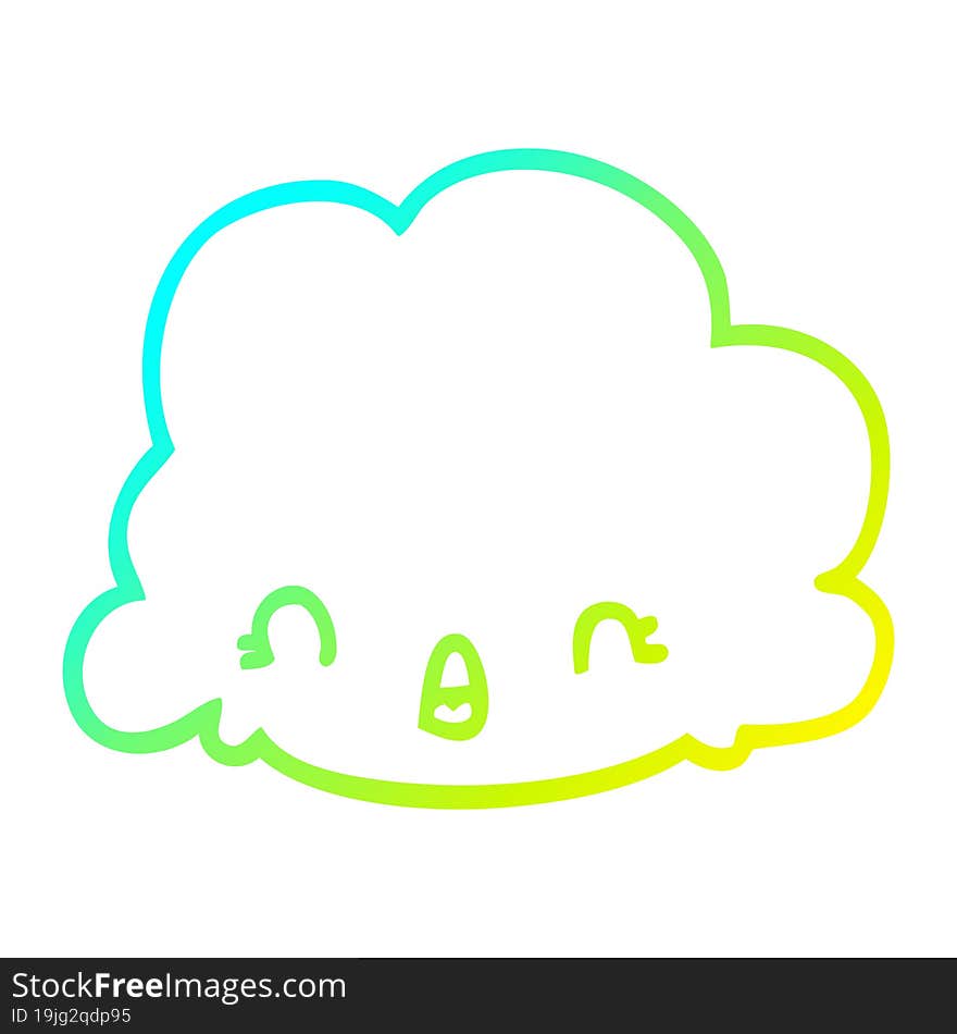 cold gradient line drawing of a cartoon cloud