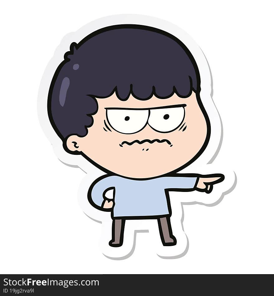 sticker of a cartoon annoyed man