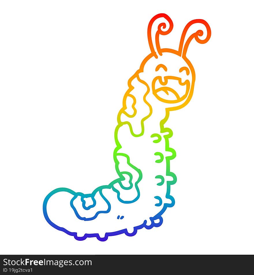 rainbow gradient line drawing funny cartoon caterpillar