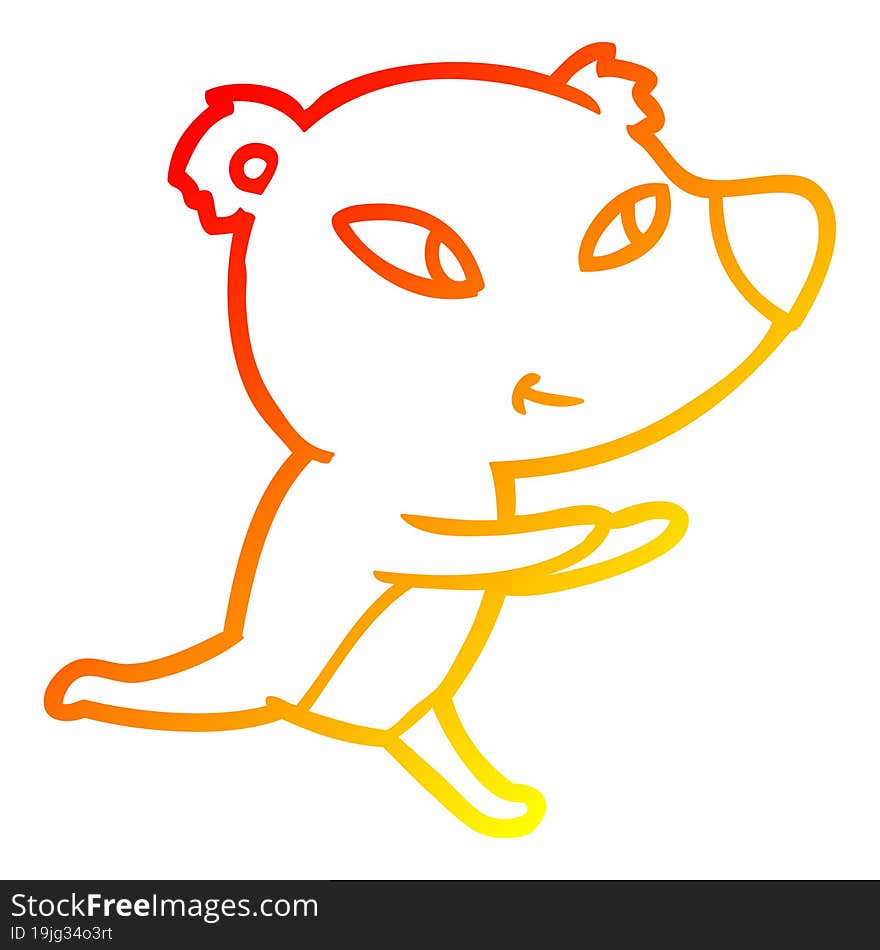 warm gradient line drawing cute cartoon bear