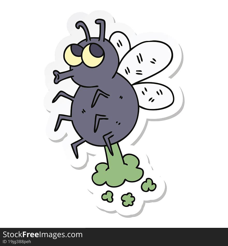 sticker of a quirky hand drawn cartoon fly