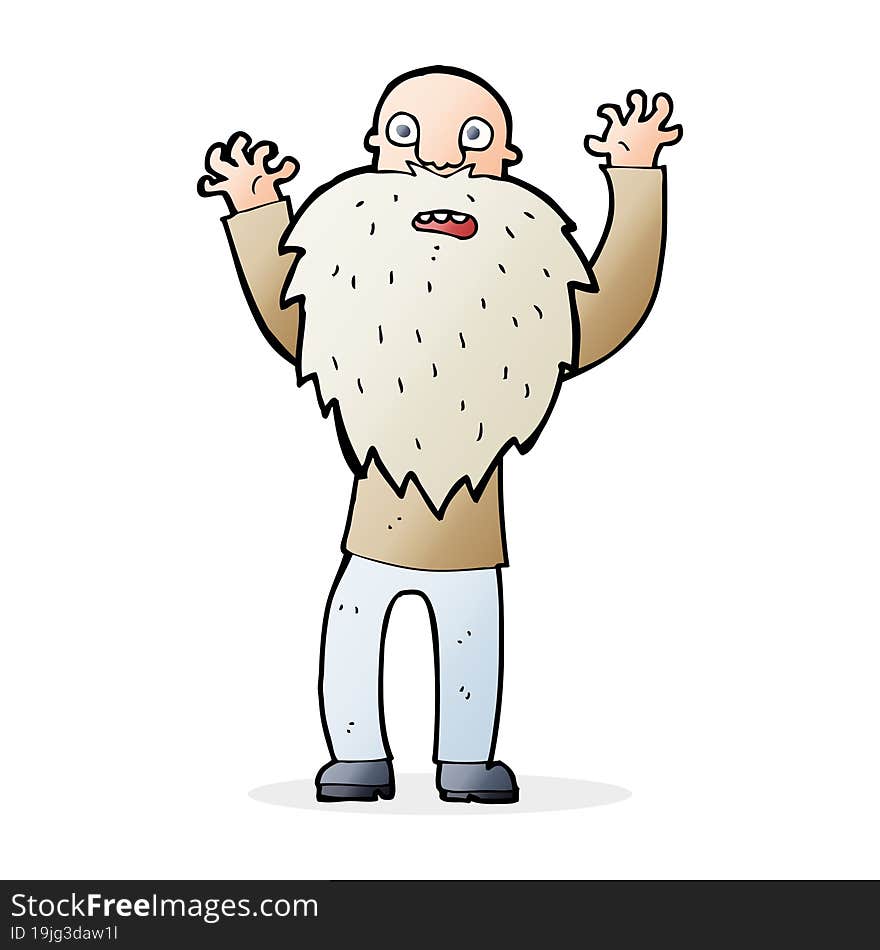 Cartoon Frightened Old Man With Beard