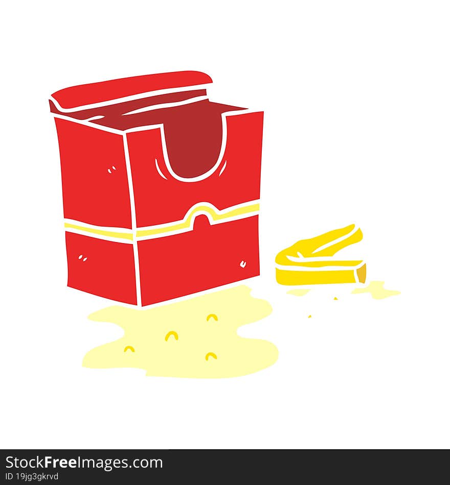 flat color style cartoon empty box of fries